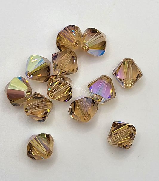 #5328 - 12pc Swarovski Crystal Light Colorado Topaz AB 8mm Bicone Beads; LAST ONE