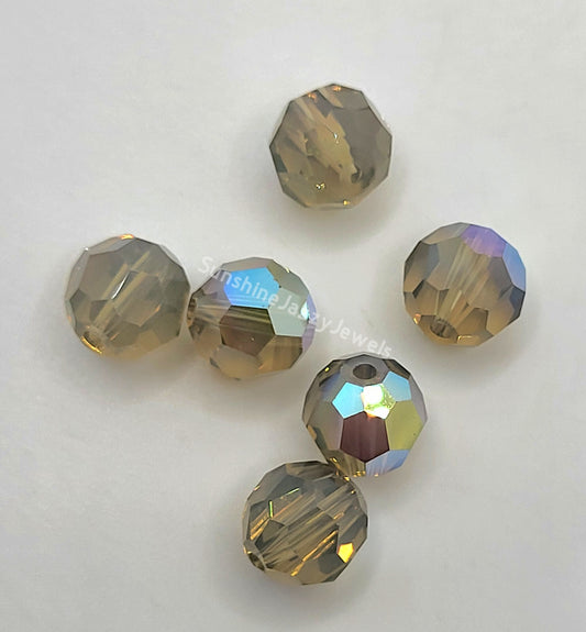 #5000 - 6pc Swarovski Crystal Light Gray Opal AB 8mm Faceted Round Beads; LAST ONE