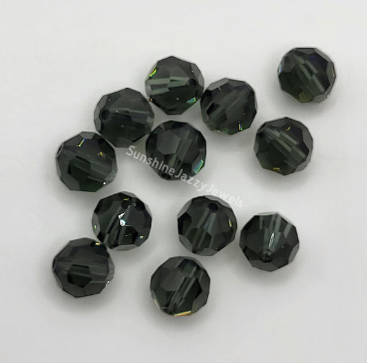 #5000 - 12pc Swarovski Crystal Graphite 6mm Faceted Round Beads; LAST ONE