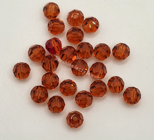 #5000 - 24pc Swarovski Crystal Red Magma 4mm Faceted Round Beads; LAST ONE