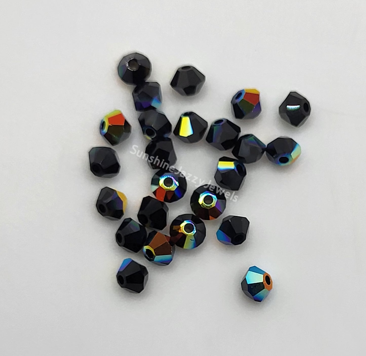 #5328 - 24pc Swarovski Crystal Jet AB 3mm Bicone Beads; LAST ONE