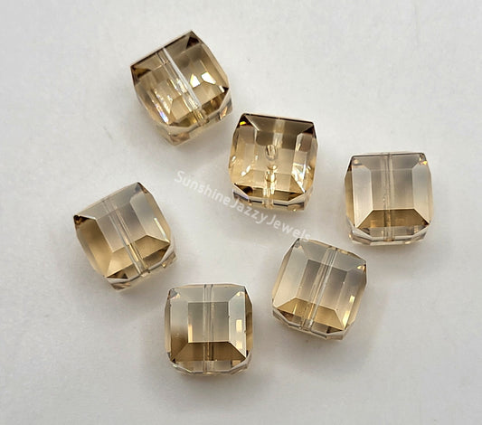 #5601 - 6pc Swarovski Crystal Golden Shadow 6mm Faceted Cube Beads; LAST ONE
