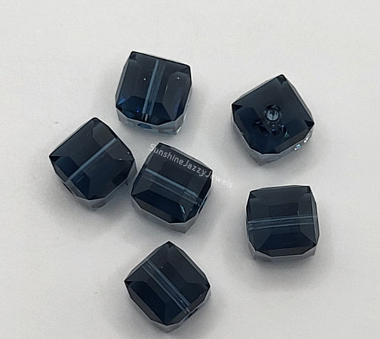 #5601 - 6pc Swarovski Crystal Montana 8mm Faceted Cube Beads; LAST ONE
