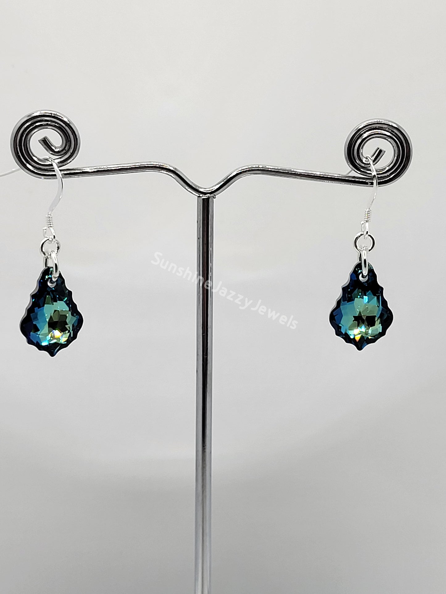 Sterling Silver Earrings - Swarovski Crystal Baroque Pendants; MANY COLORS