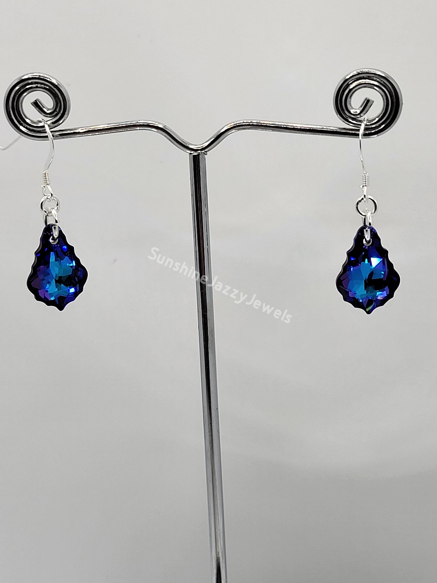 Sterling Silver Earrings - Swarovski Crystal Baroque Pendants; MANY COLORS