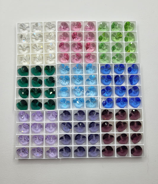 AMAZING DEAL! 12pc Swarovski Crystal 10mm Heart 6202 Pendants; Many Color Choices!