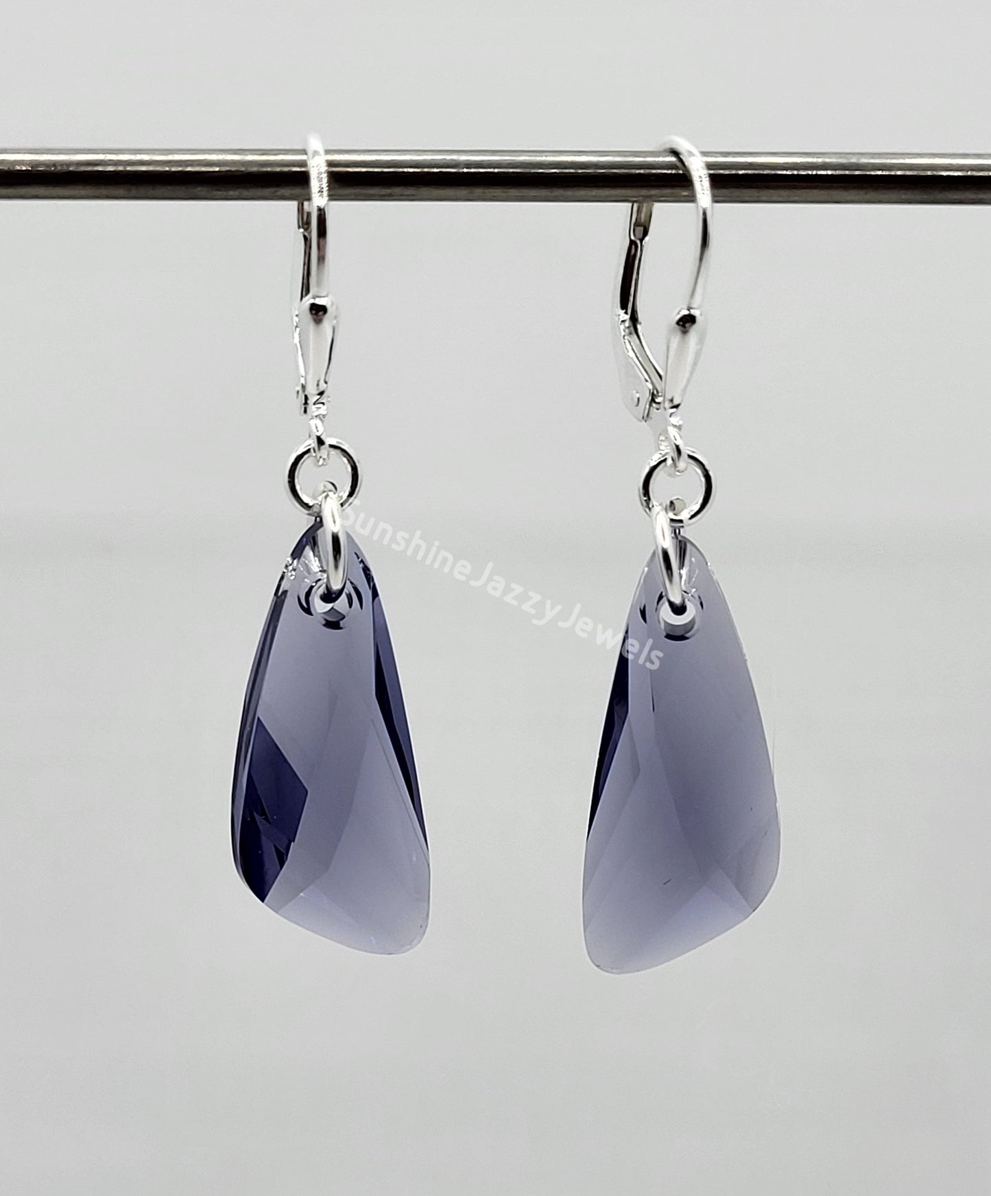 Sterling Silver Earrings - Swarovski Crystal Wing Pendants; VARIOUS COLORS