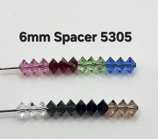 #5305 - Swarovski Crystal 6mm Spacer Beads; Multiple Colors