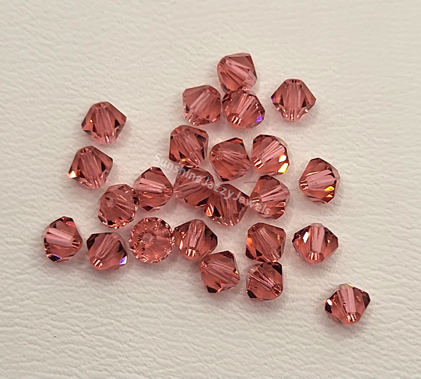 #5328 - 24pc Swarovski Crystal Indian Pink 4mm Bicone Beads; LAST ONE