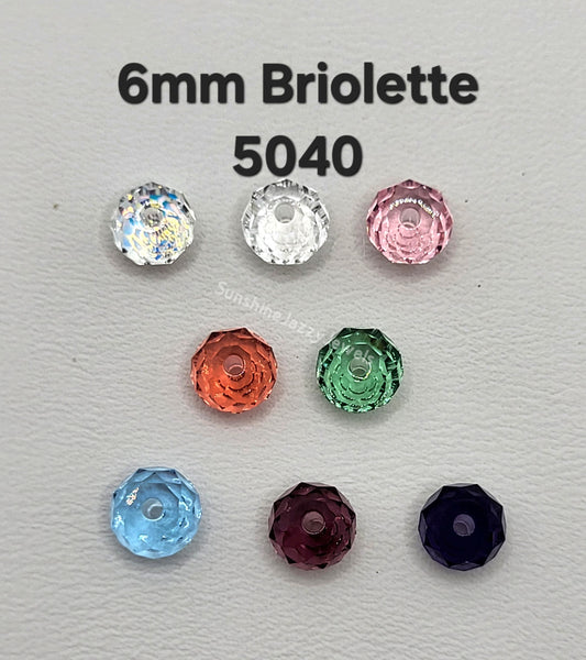 #5040 - Swarovski Crystal 6mm Briolette/ Donut/ Spacer Beads