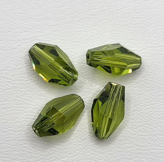 #5203 - 4pc Swarovski Crystal 12x8mm Olivine Polygon Beads; LAST ONE