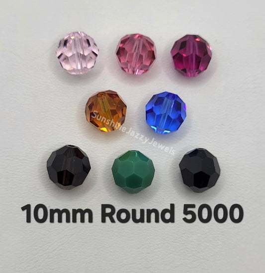 #5000 - Swarovski Crystal 10mm Round Beads; Classic Colors
