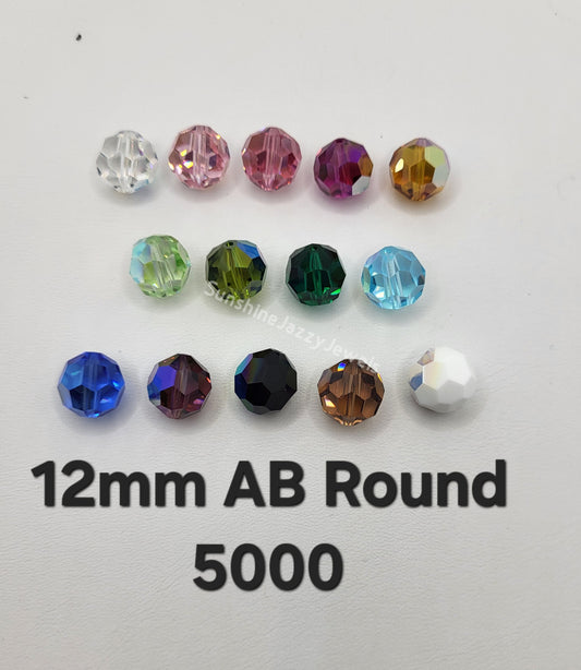 #5000 - Swarovski Crystal 12mm Faceted Round Beads w/ AB Finish