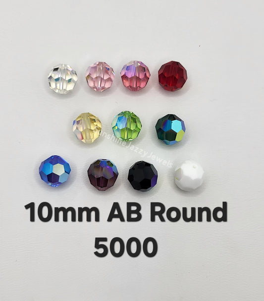 #5000 - Swarovski Crystal 10mm Round Beads; w/ AB Finish