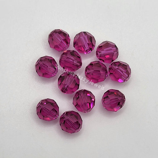 #5000 - 12pc Swarovski Crystal Fuchsia 6mm Faceted Round Beads; LAST ONE