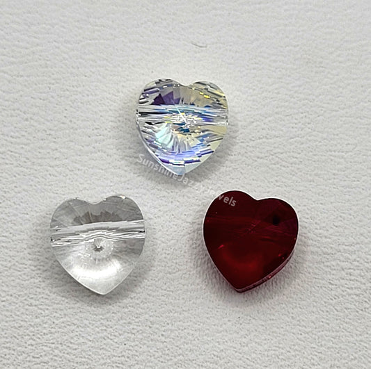 #5742 - Swarovski Crystal 8mm Heart Beads; Clear, Clear AB, or Siam