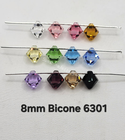 #6301 - Swarovski Crystal 8mm Bicone Pendant; Top Drilled; Many Colors!