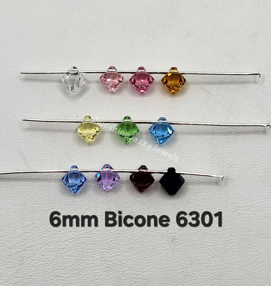 #6301 - Swarovski Crystal 6mm Bicone Pendant; Top Drilled; Many Colors!