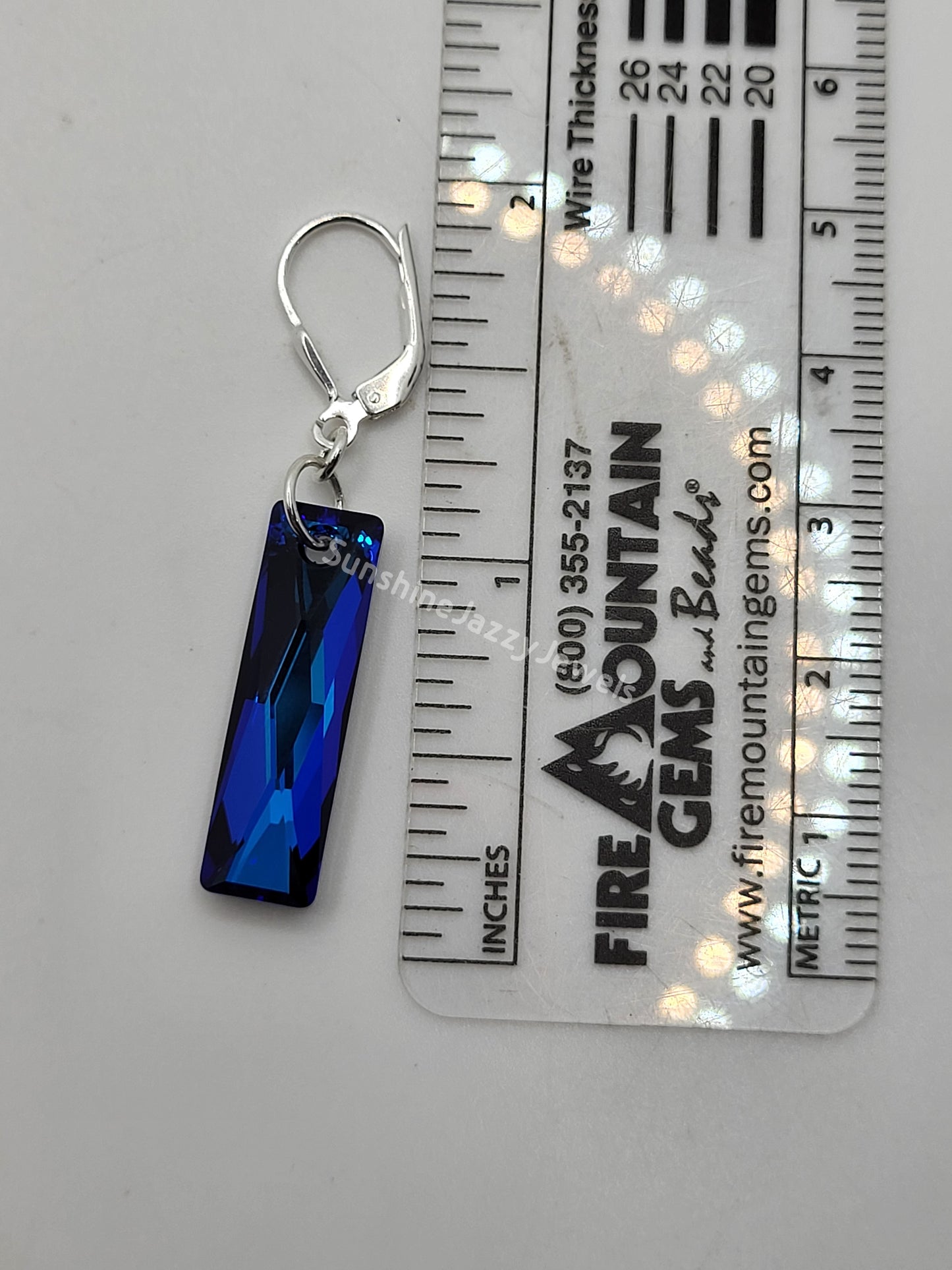 Sterling Silver Earrings - Swarovski Crystal Queen Baguette Pendant; Many Colors