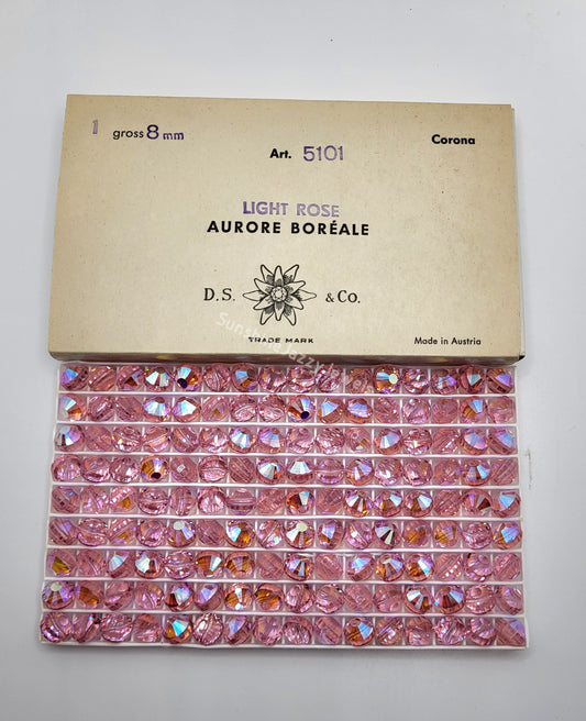 #5101 - Factory Pack Swarovski Crystal Light Rose AB 8mm Tablet Beads; 144pc