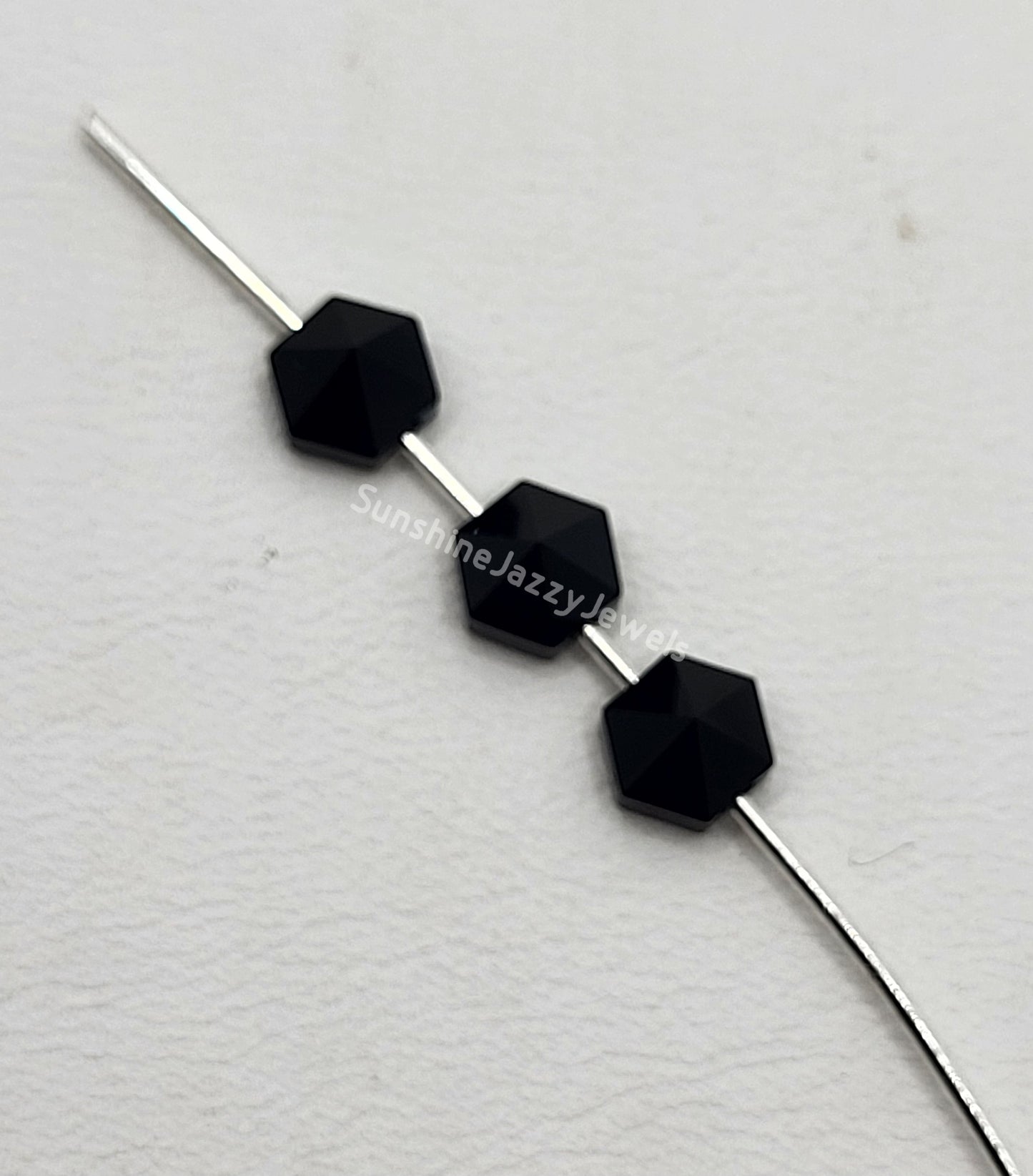 #5060 - 8pc Swarovski Crystal Jet Black 5.5mm Hexagon Spike Beads; LAST ONE