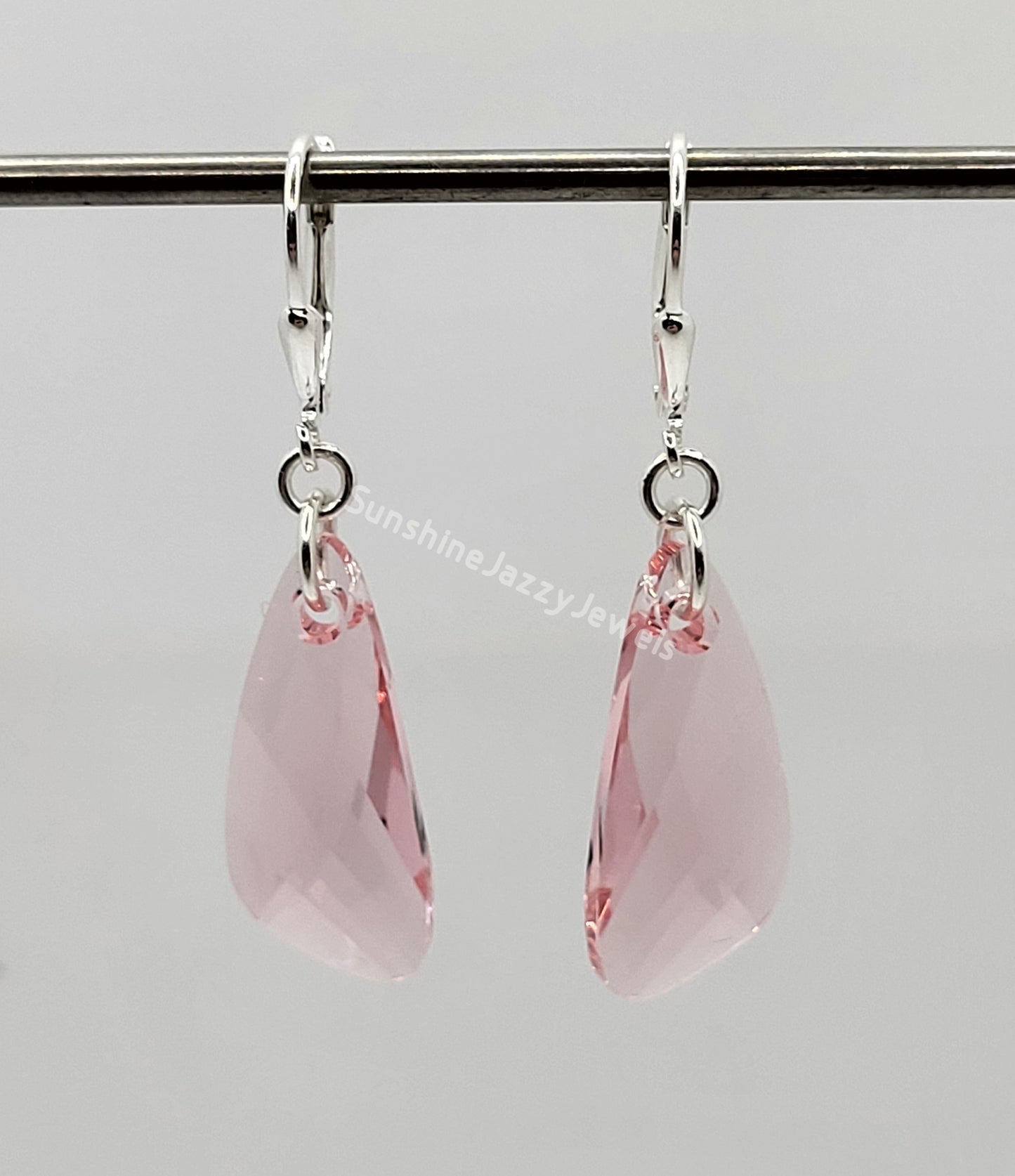 Sterling Silver Earrings - Swarovski Crystal Wing Pendants; VARIOUS COLORS