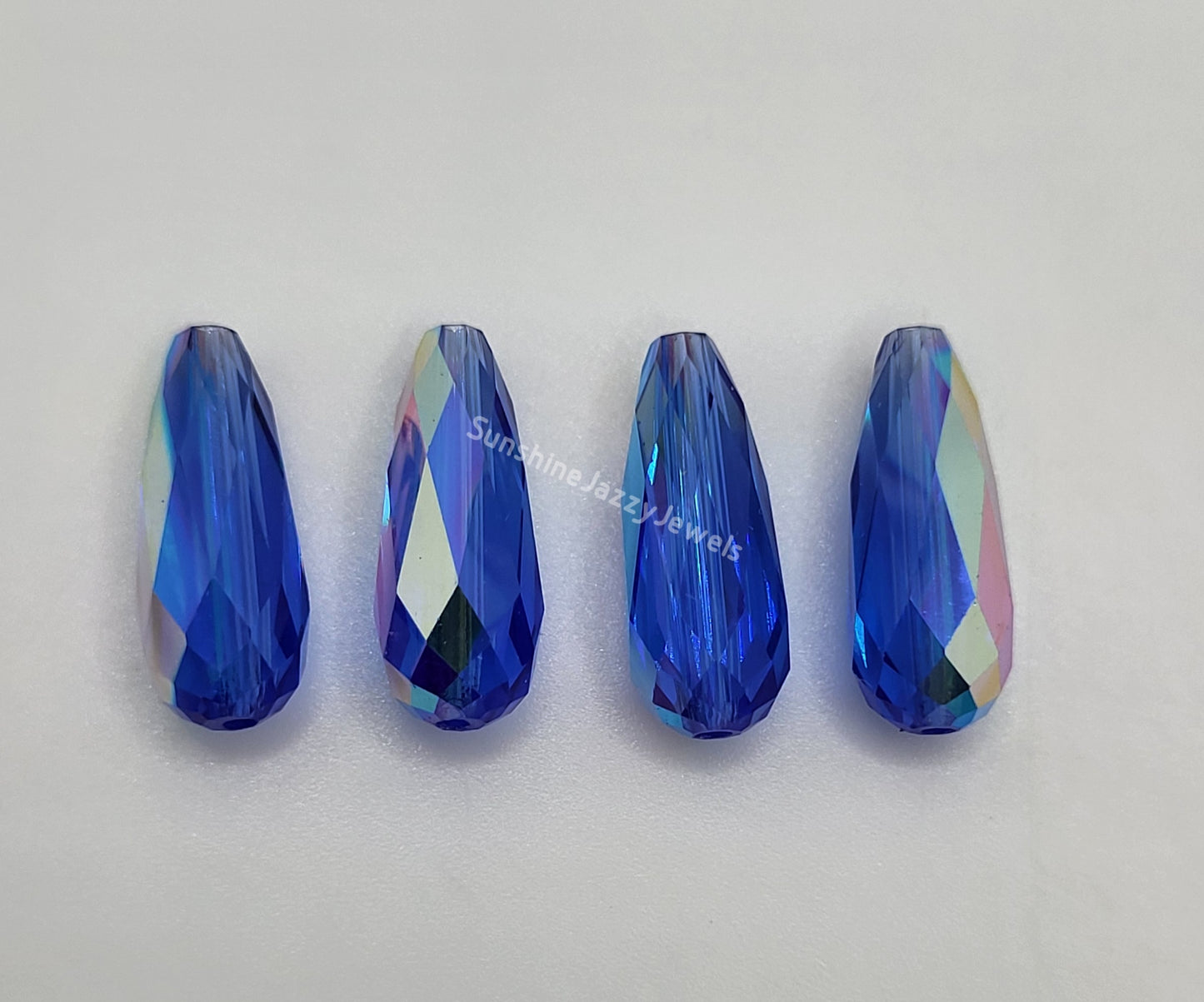 #5505 - Swarovski Crystal Sapphire AB Thin Teardrop Beads; 2 Sizes