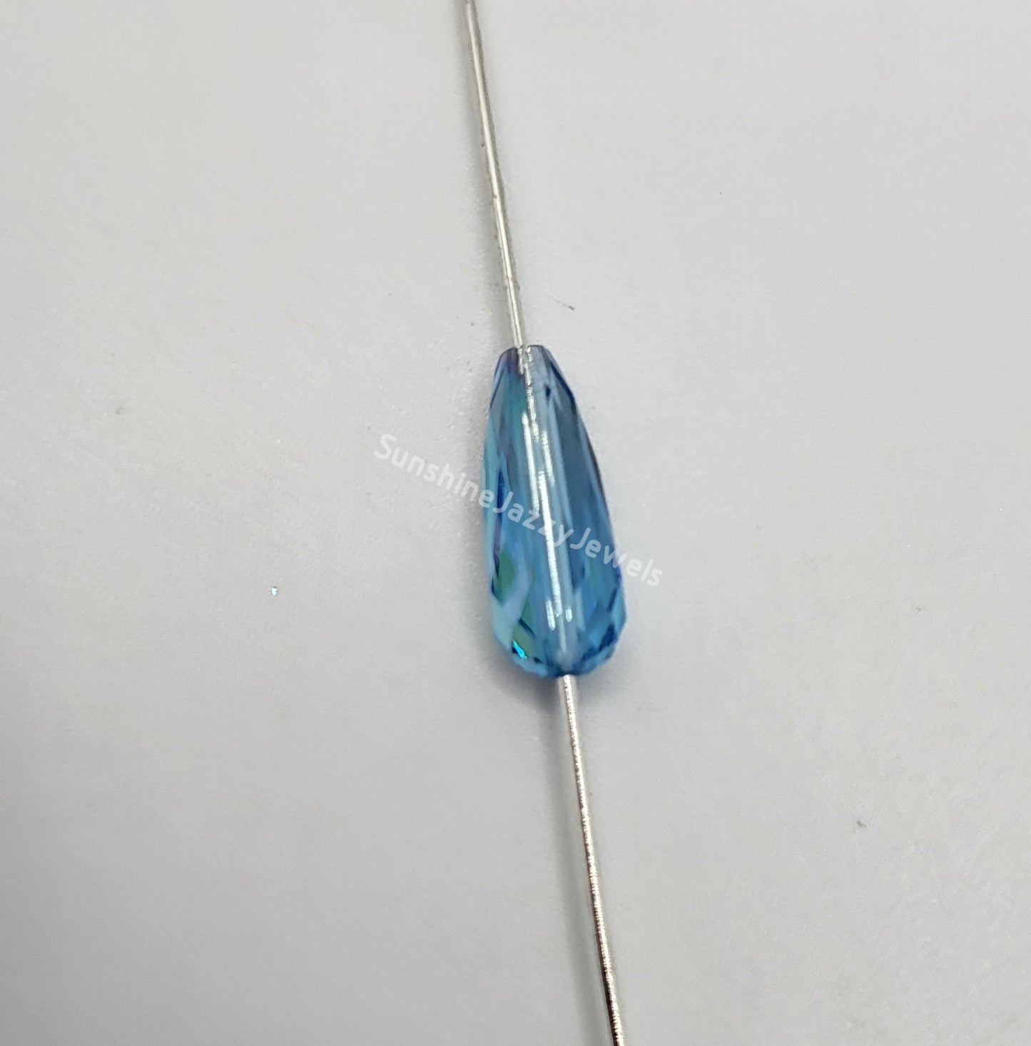 #5505 - Swarovski Crystal Aquamarine AB 15x6mm Thin Teardrop Beads