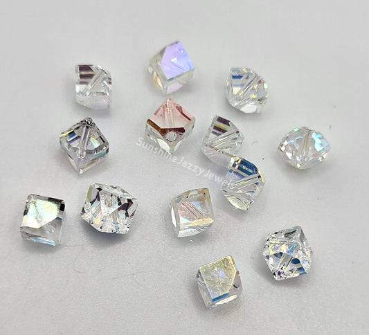 WEB EXCLUSIVE - #5600 - Swarovski Crystal Clear AB 4mm Diagonally Cube Beads