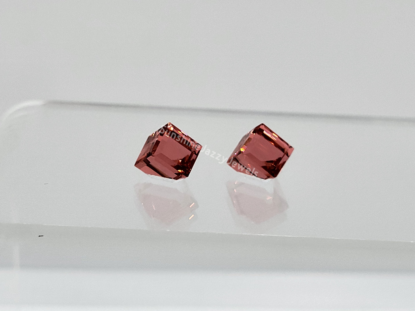 #4841 - 6pc Swarovski Crystal Padparadscha CAL 6mm 3/4 Cube Fancy Stone; LAST ONE
