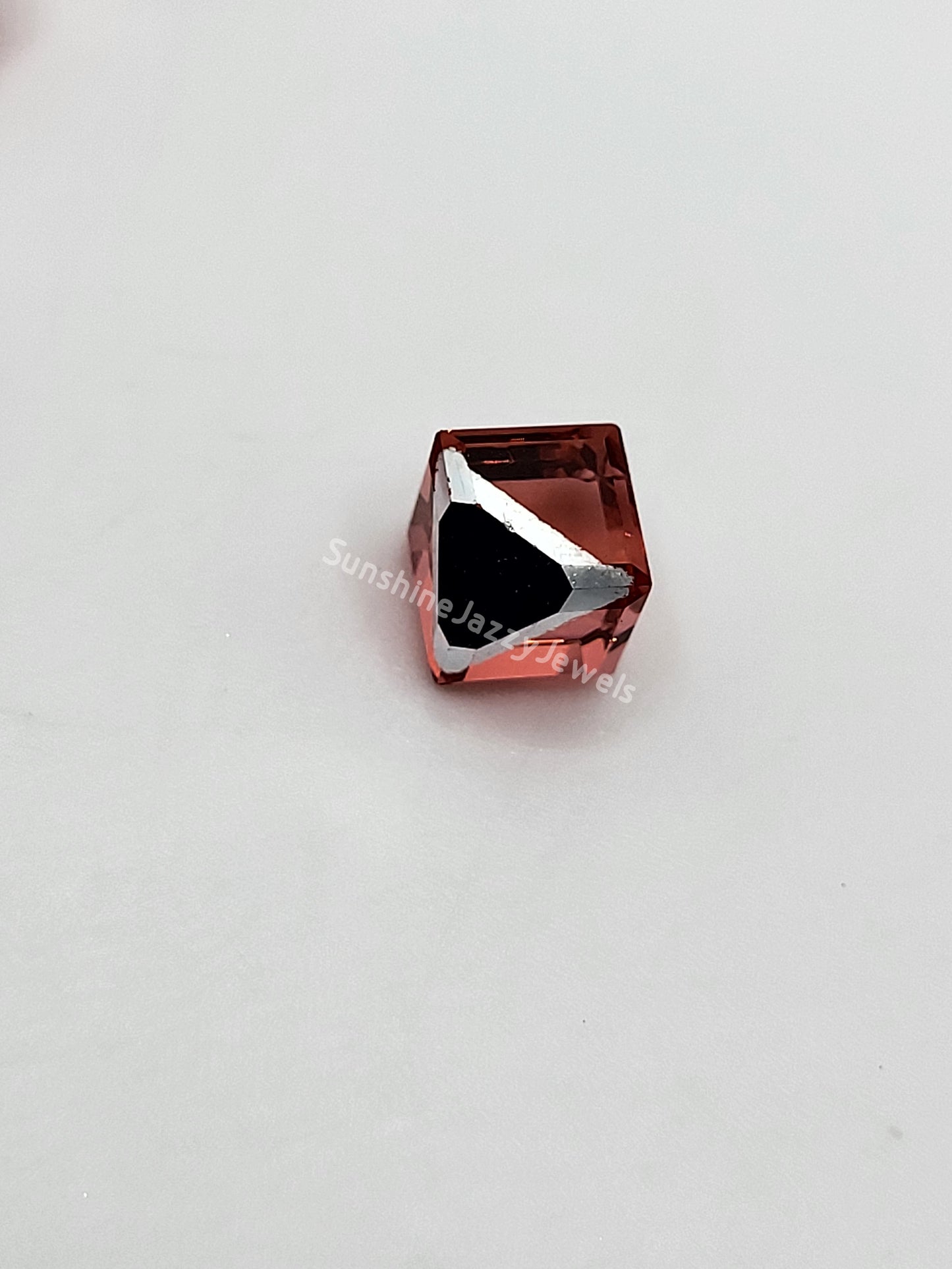 #4841 - 6pc Swarovski Crystal Padparadscha CAL 6mm 3/4 Cube Fancy Stone; LAST ONE
