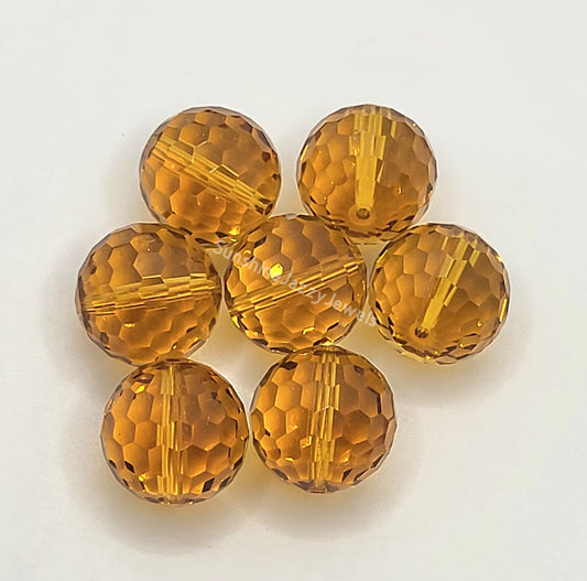 WEB EXCLUSIVE - #5003 - 4pc Swarovski Crystal Topaz 14mm Disco Ball Beads