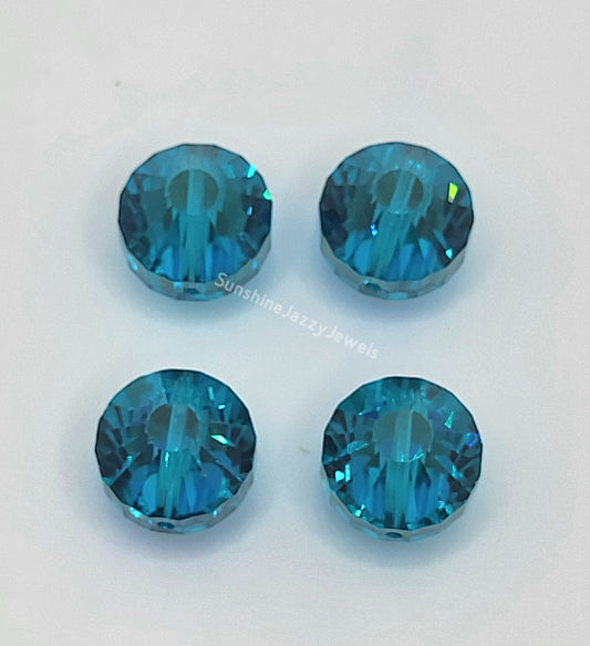 WEB EXCLUSIVE - #5101 - 4pc Swarovski Crystal Blue Zircon AB 12mm Tablet Beads