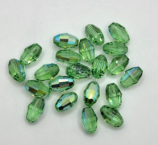 WEB EXCLUSIVE - #5200 - 6pc Swarovski Crystal Peridot AB 9x6mm Oval Beads