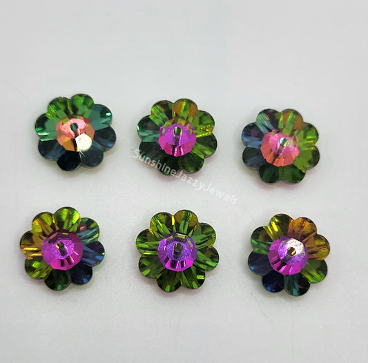 WEB EXCLUSIVE - #3700 - 6pc Swarovski Crystal Vitrail Medium 12mm Margarita Beads; Sew on Buttons