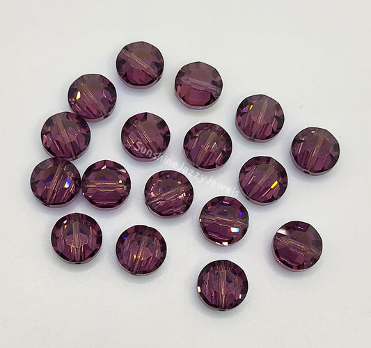 WEB EXCLUSIVE - #5100 - 12pc Swarovski Crystal Amethyst AB 8mm Lentil Beads