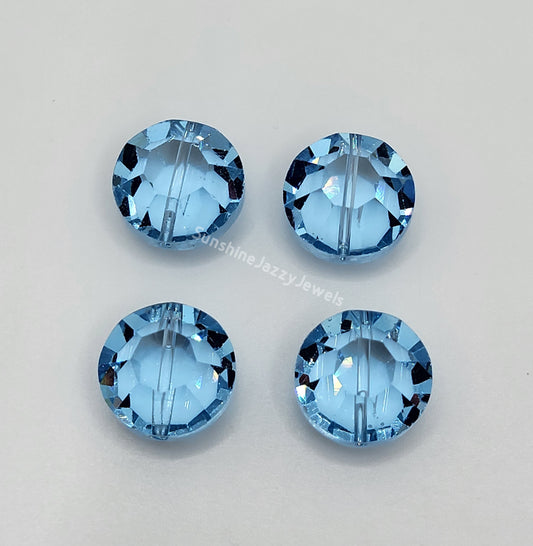 WEB EXCLUSIVE - #5100 - 4pc Swarovski Crystal Aquamarine 14mm Lentil Beads