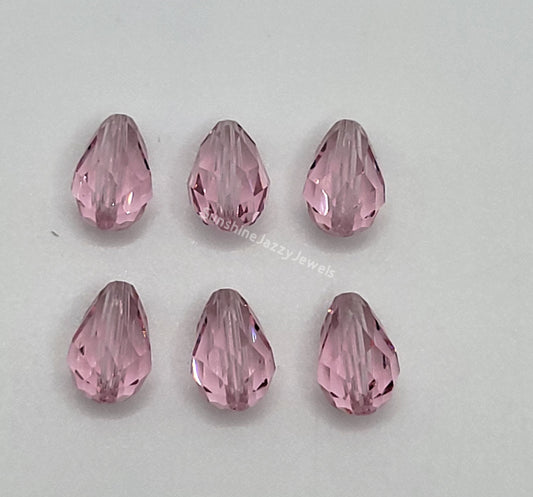 WEB EXCLUSIVE - #5500 - 6pc Swarovski Crystal Light Rose 9x6mm Teardrop Beads