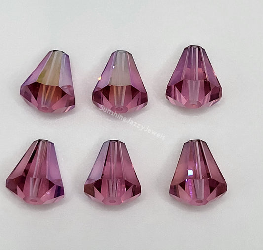 WEB EXCLUSIVE - #5400 - 6pc Swarovski Crystal Rose AB 11x10mm Cone Beads