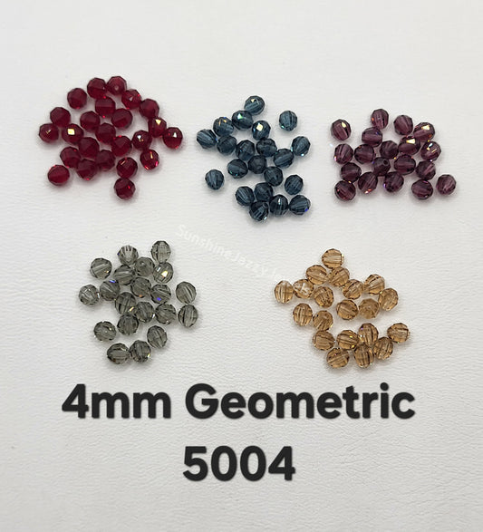 #5004 - Swarovski Crystal 4mm Geometric Round Beads; Multiple Colors; 24pc per pack
