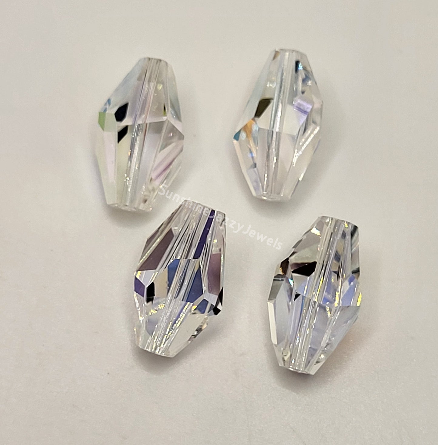 #5203 - Swarovski Crystal Clear AB Polygon Bead; 2 Sizes; 4pc per pack