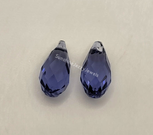 #6010 - 2pc Swarovski Crystal Tanzanite 11mm Briolette Pendants; LAST ONE