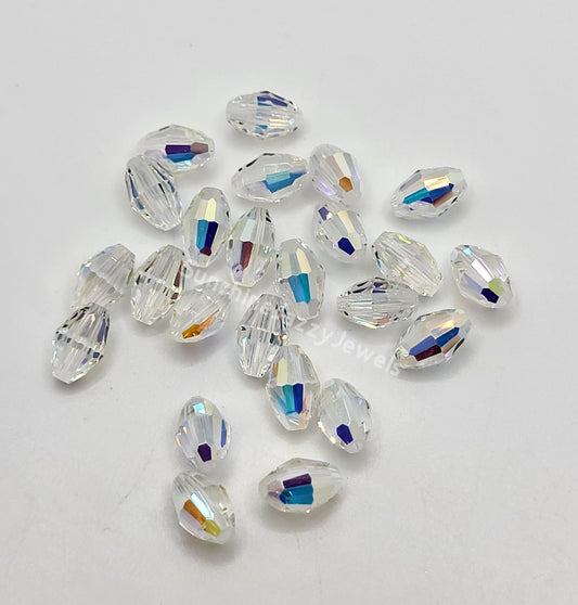 #5200 - Swarovski Crystal Clear AB Faceted Oval Beads; 7 Sizes