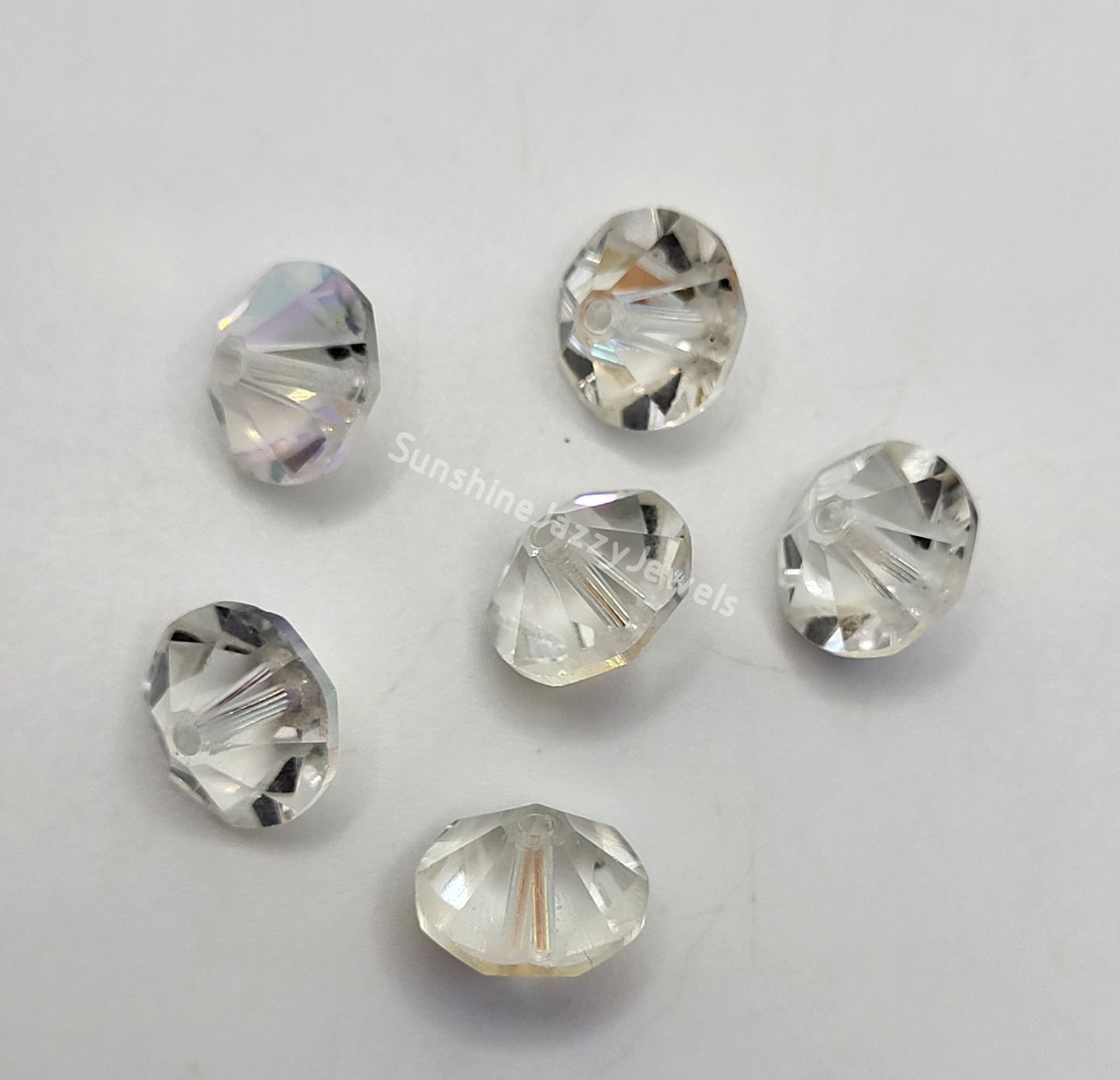 #5307 - 6pc Swarovski Crystal Clear AB 10mm Rondel Spacer Beads; LAST ONE