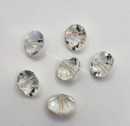 #5307 - 6pc Swarovski Crystal Clear AB 10mm Rondel Spacer Beads; LAST ONE