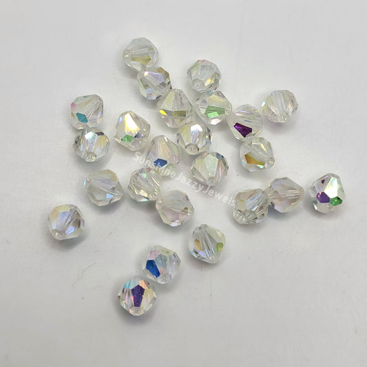 #5304 - Swarovski Crystal Clear AB2X 6mm Rounded Bicone Beads; 12pc per pack