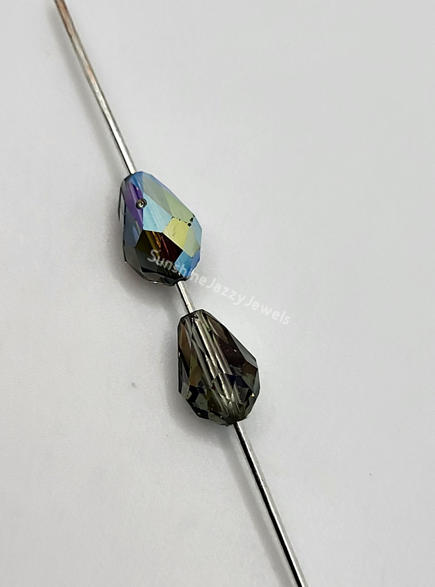 WEB EXCLUSIVE - #5500 - 6pc Swarovski Crystal Black Diamond AB 9x6mm Teardrop Beads