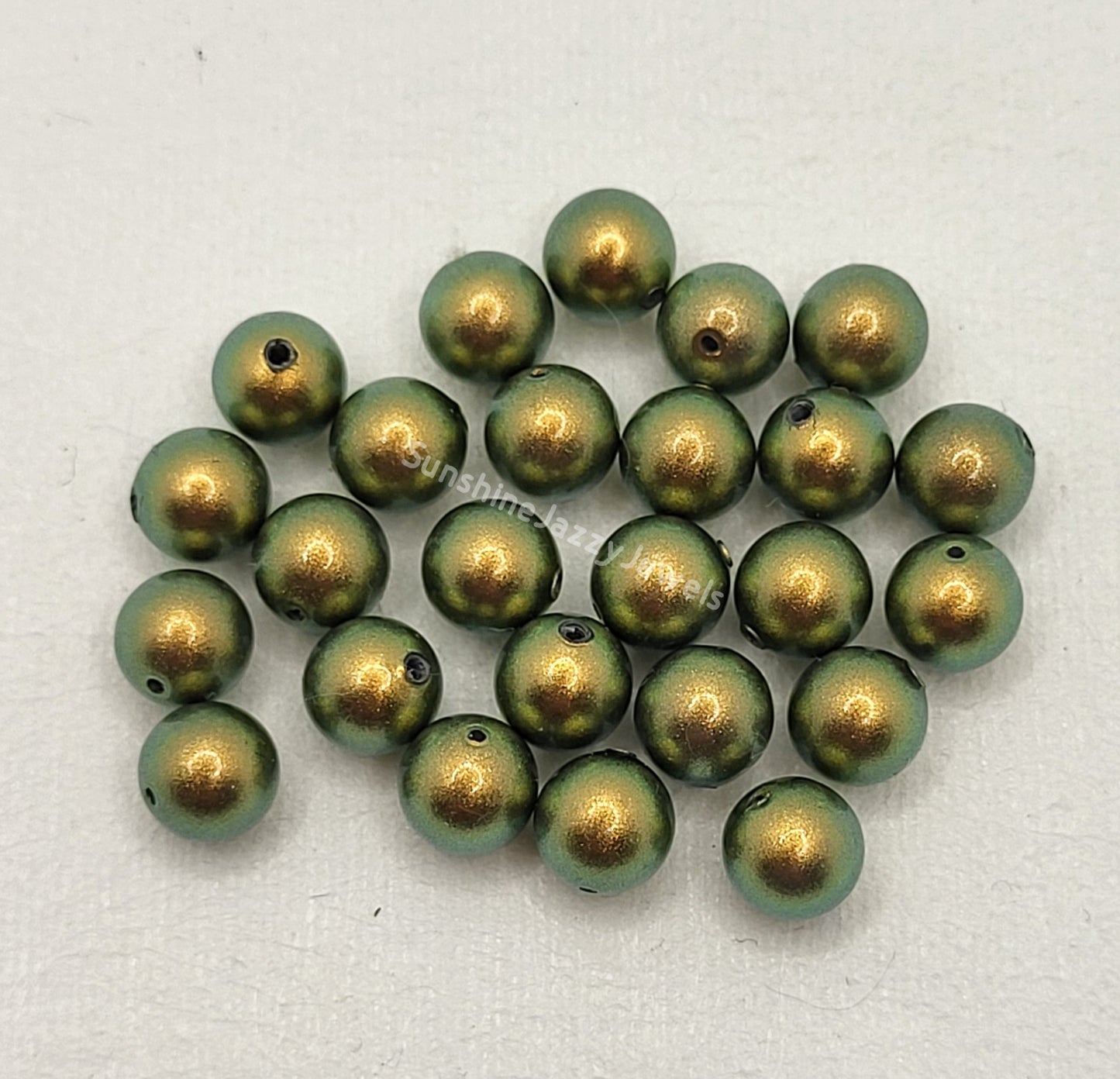 #5810 - 25pc Swarovski Crystal Iridescent Green 6mm Round Pearl Beads; LAST ONE