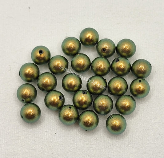 #5810 - 25pc Swarovski Crystal Iridescent Green 6mm Round Pearl Beads; LAST ONE