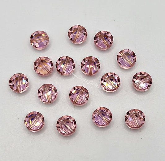 WEB EXCLUSIVE - #5100 - 12pc Swarovski Crystal Light Rose AB 7mm Lentil Beads